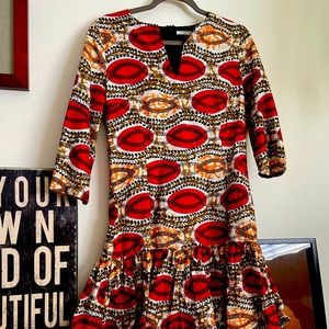 African print drop waist midi dress